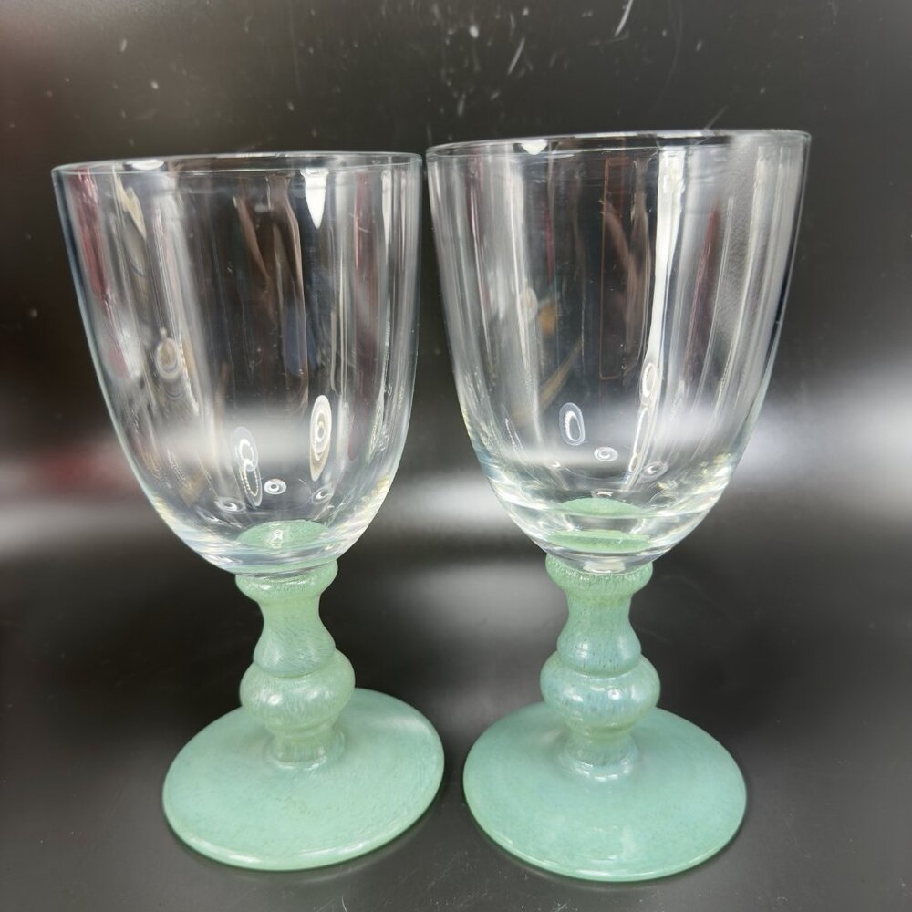 Villeroy‎ And Boch Isabelle Green Dark Jade Crystal Claret Wine Glasses Set 2